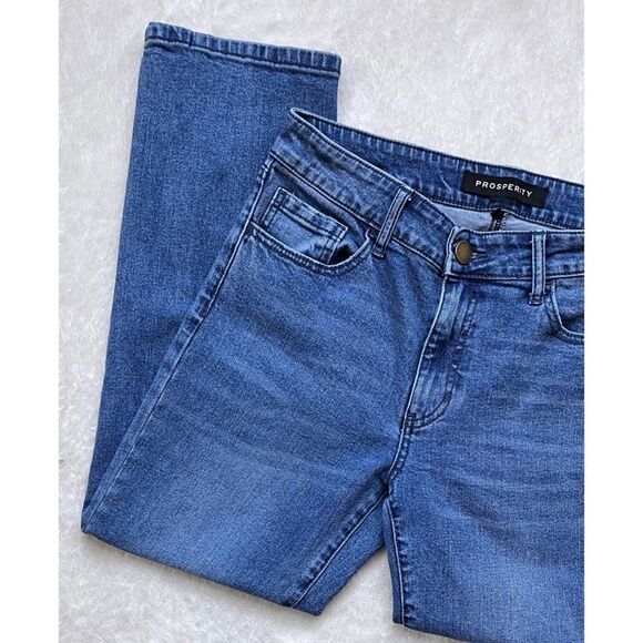 Prosperity Denim Vintage Straight Leg High Rise Crop Jeans in Blue, Size 29 - Picture 6 of 16